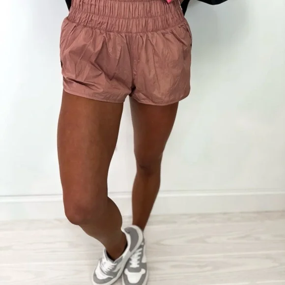 Women's Clay Color Athletic Shorts - Picture 1 of 5